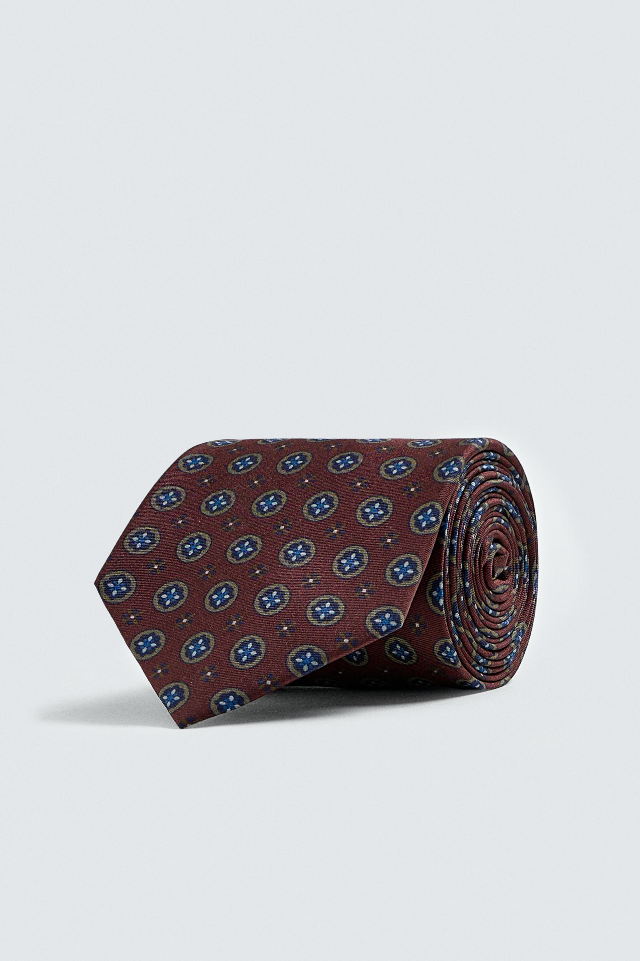 100%シルク幾何学模様ジャカードネクタイ - エンジ | ZARA Japan / 日本