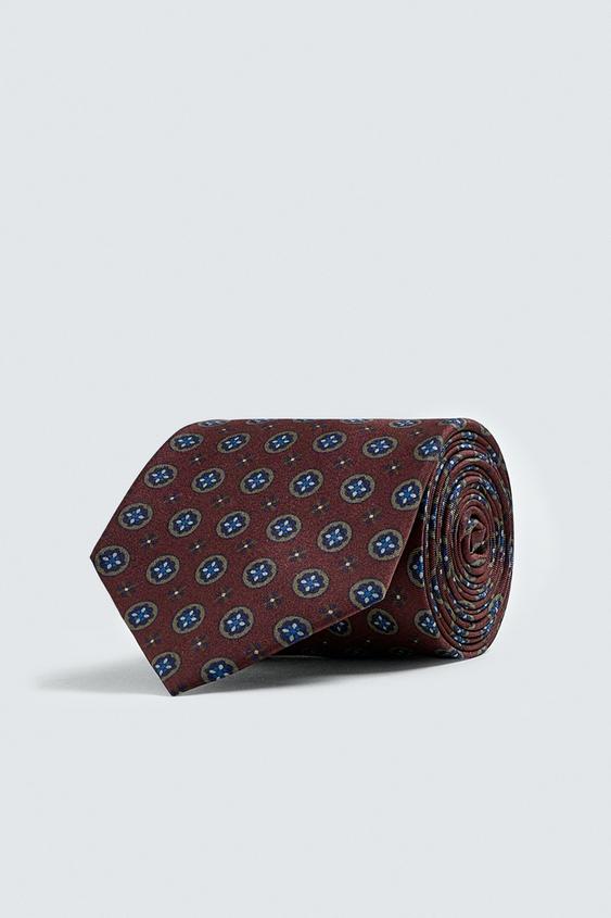 100% SILK GEOMETRIC JACQUARD TIE from Zara - $59.90