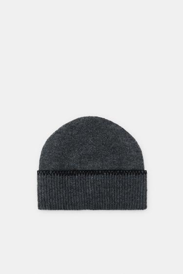 ČEPICE BEANIE S KONTRASTNÍM ÚPLETEM - Šedá od Zara