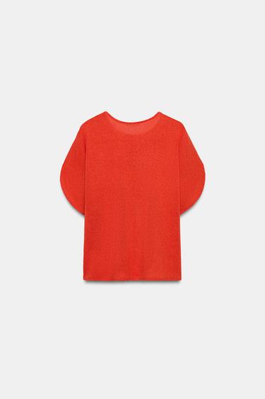 TOP RUSTIQUE À MANCHES CAPE - Rouge de Zara - Image 6