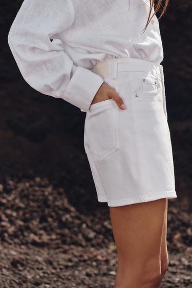 Z1975 MOM-FIT HIGH-WAIST SHORTS - White by Zara - Image 3