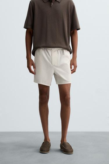 COTTON-HEMP STRIPED BERMUDA SHORTS - Stripes by Zara