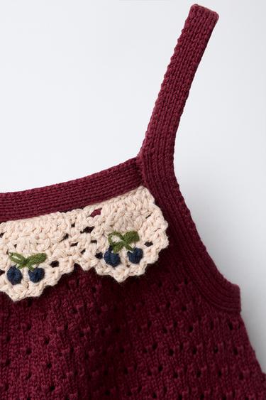 TOP EN MAILLE AVEC DÉTAIL EN CROCHET - Bordeaux de Zara - Image 2