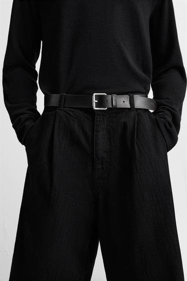 CEINTURE EN CUIR EFFET VINTAGE - Noir de Zara - Image 0