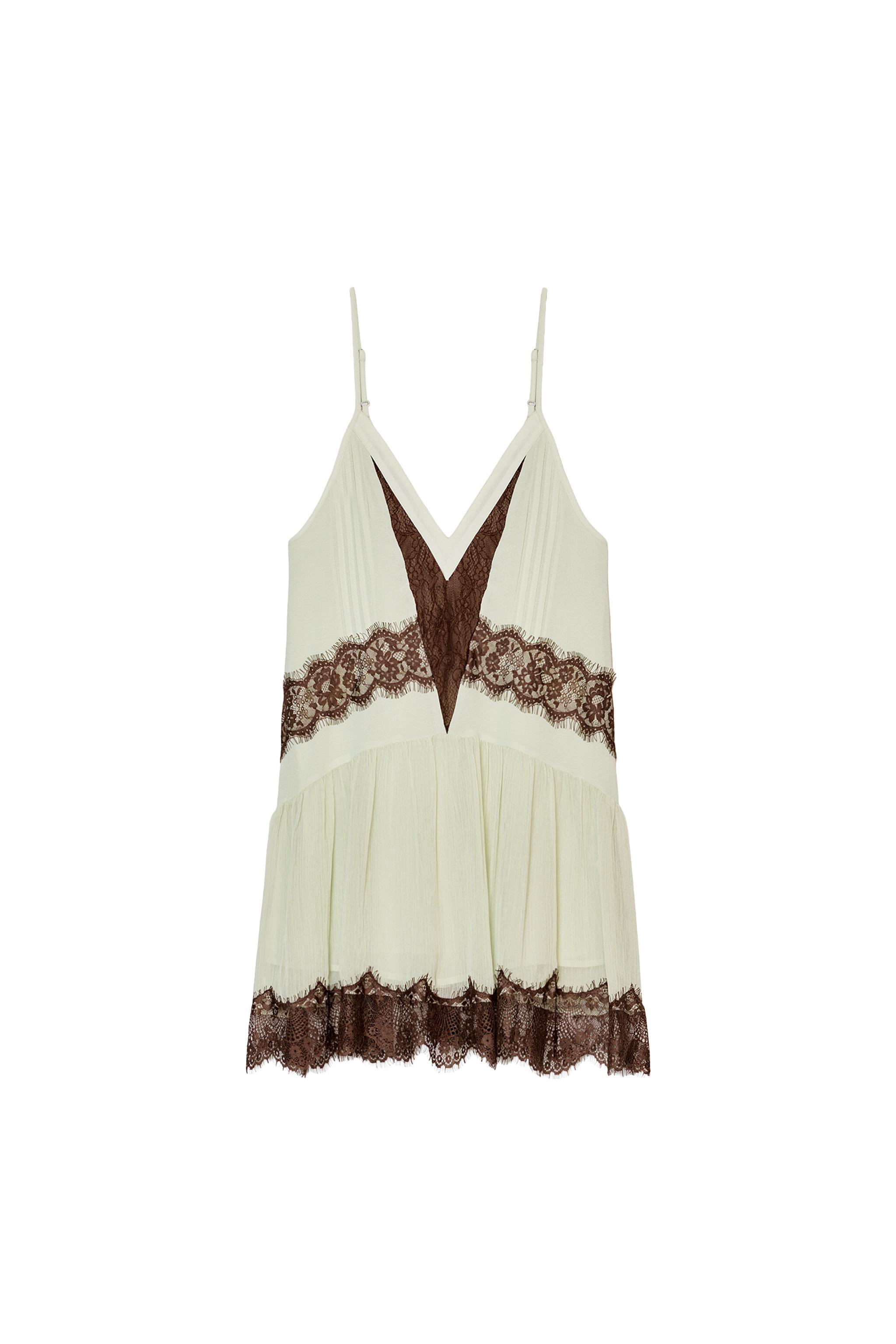 断*離様 COMBINATION LACE TOP カーキ SHORT COMBINATION LACE DRESS - Brown / Green | ZARA United States