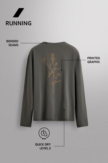 GRAPHIC LONG SLEEVE TECHNICAL RUNNING T-SHIRT - Mid-grey by Zara - Image 5