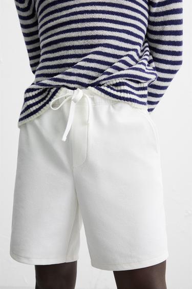 TEXTURED COMFORT BERMUDA SHORTS - Oyster-white by Zara