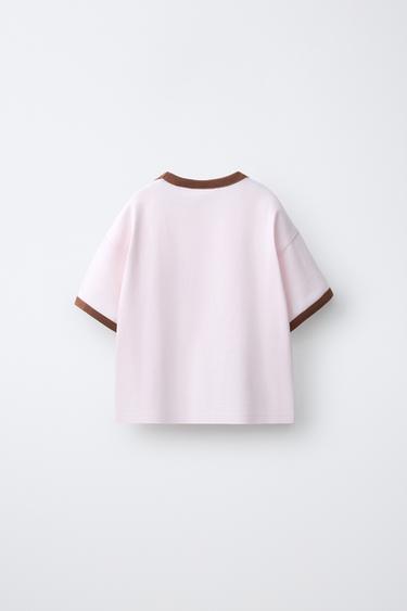 T-SHIRT BRODÉ TIGRE SISSEL EDELBO X ZARA KIDS - rose poudré de Zara - Image 1