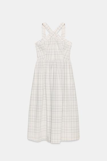 VESTIDO MIDI CUADROS - Blanco / Negro de Zara - Imagen 0