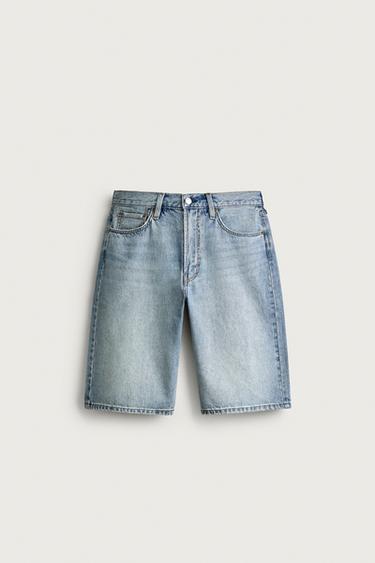 Zara 寬鬆版型牛仔短褲 - 中藍色
