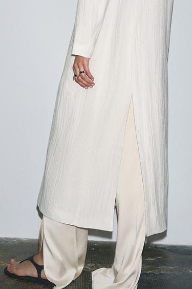 ZW COLLECTION LINEN FROCK COAT - Oyster-white by Zara - Image 4