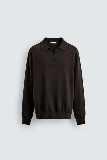 ÚPLETOVÁ POLOKOŠILE REGULAR FIT - Čokoládová od Zara