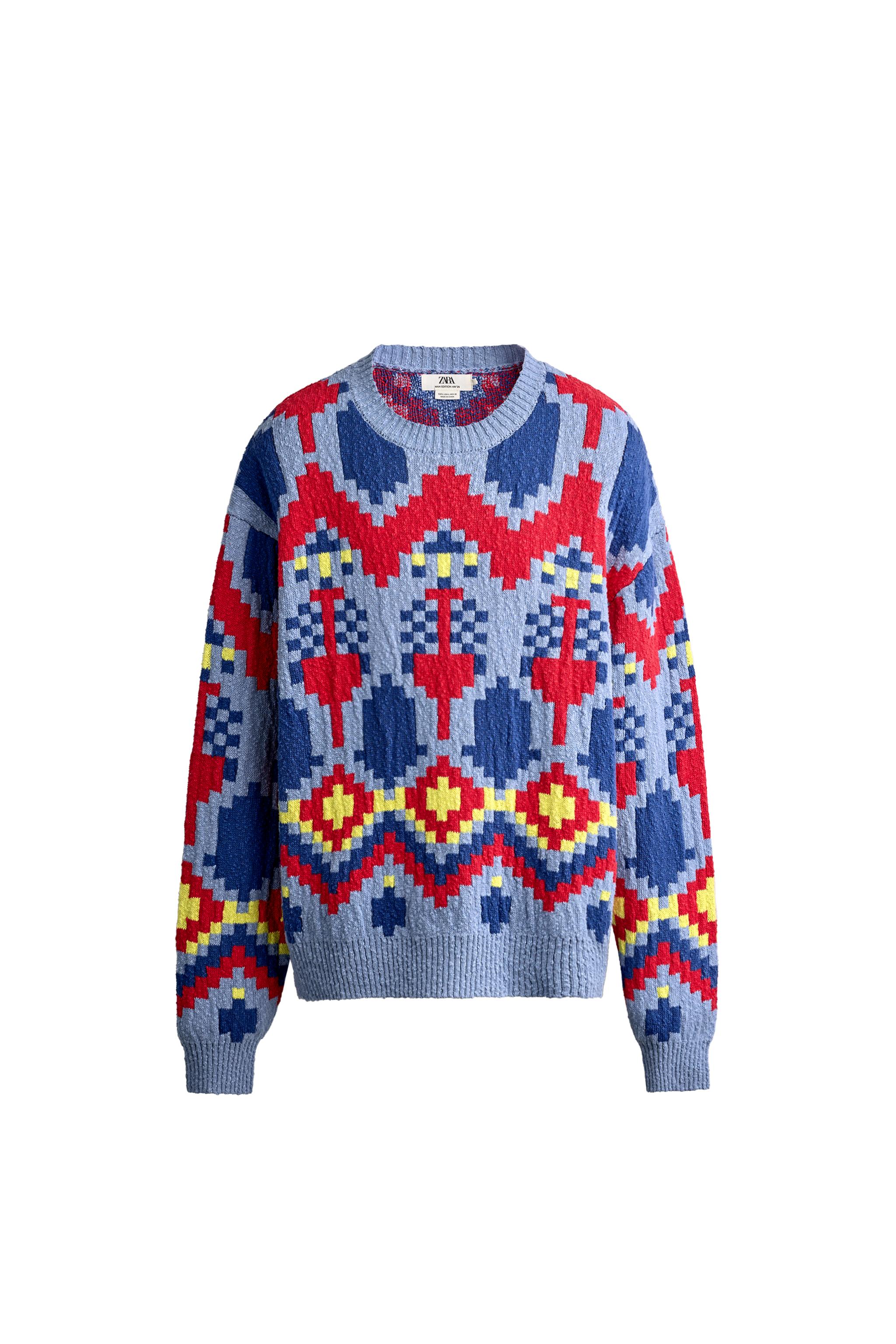 GEOMETRIC JACQUARD RELAXED FIT SWEATER