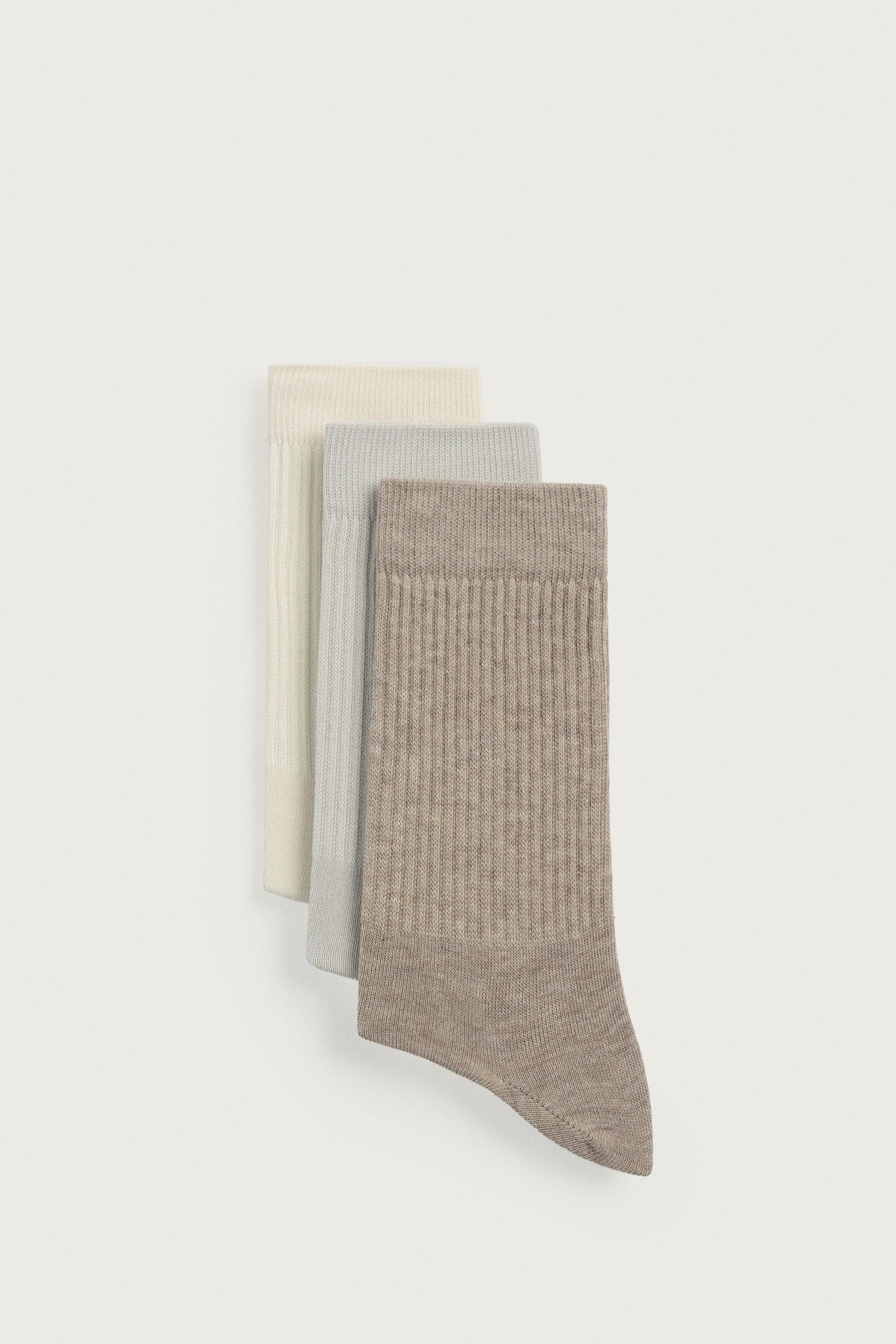 THREE-PACK RIBBED SOCKS — various (alternate view)