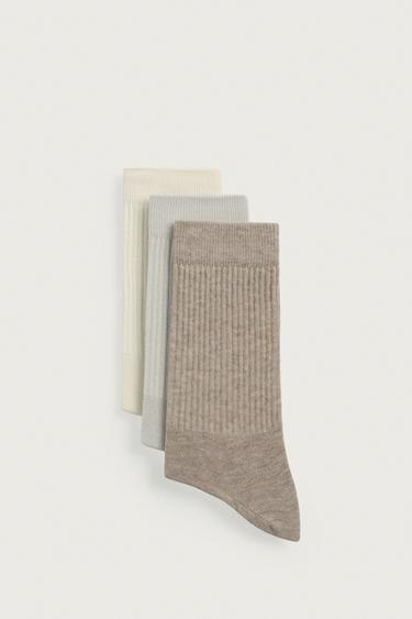 THREE-PACK RIBBED SOCKS — various 2