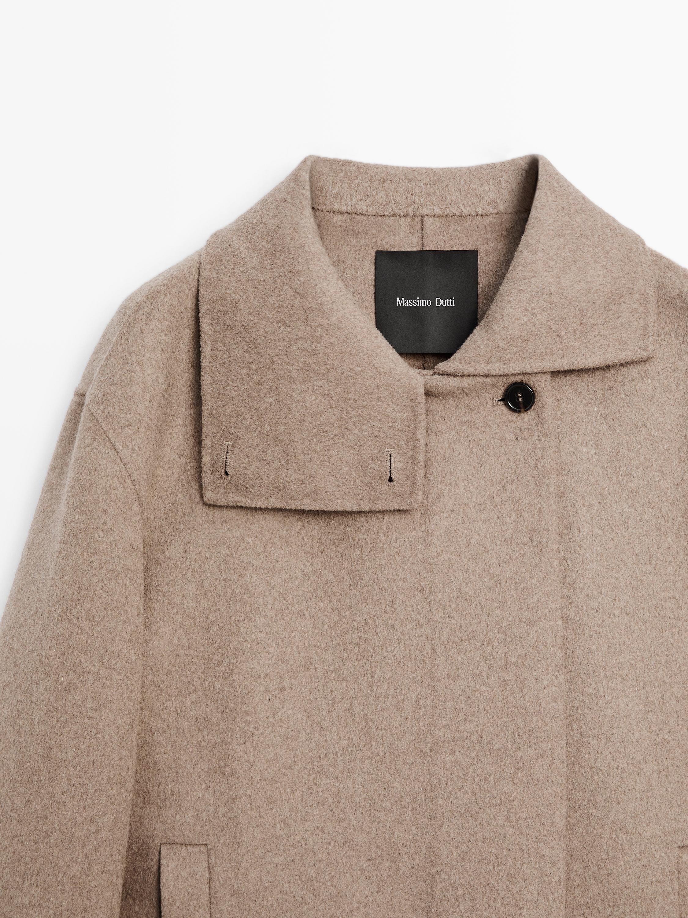 Manteau laine à col montant