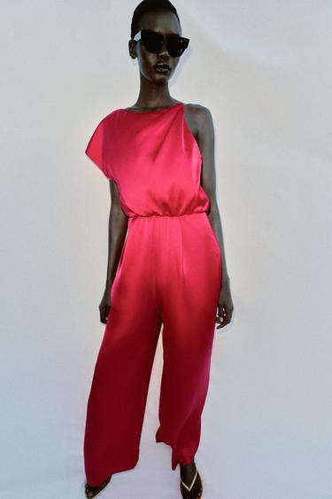 COMBINAISON ASYMÉTRIQUE SATINÉE - Fuchsia de Zara - Image 2
