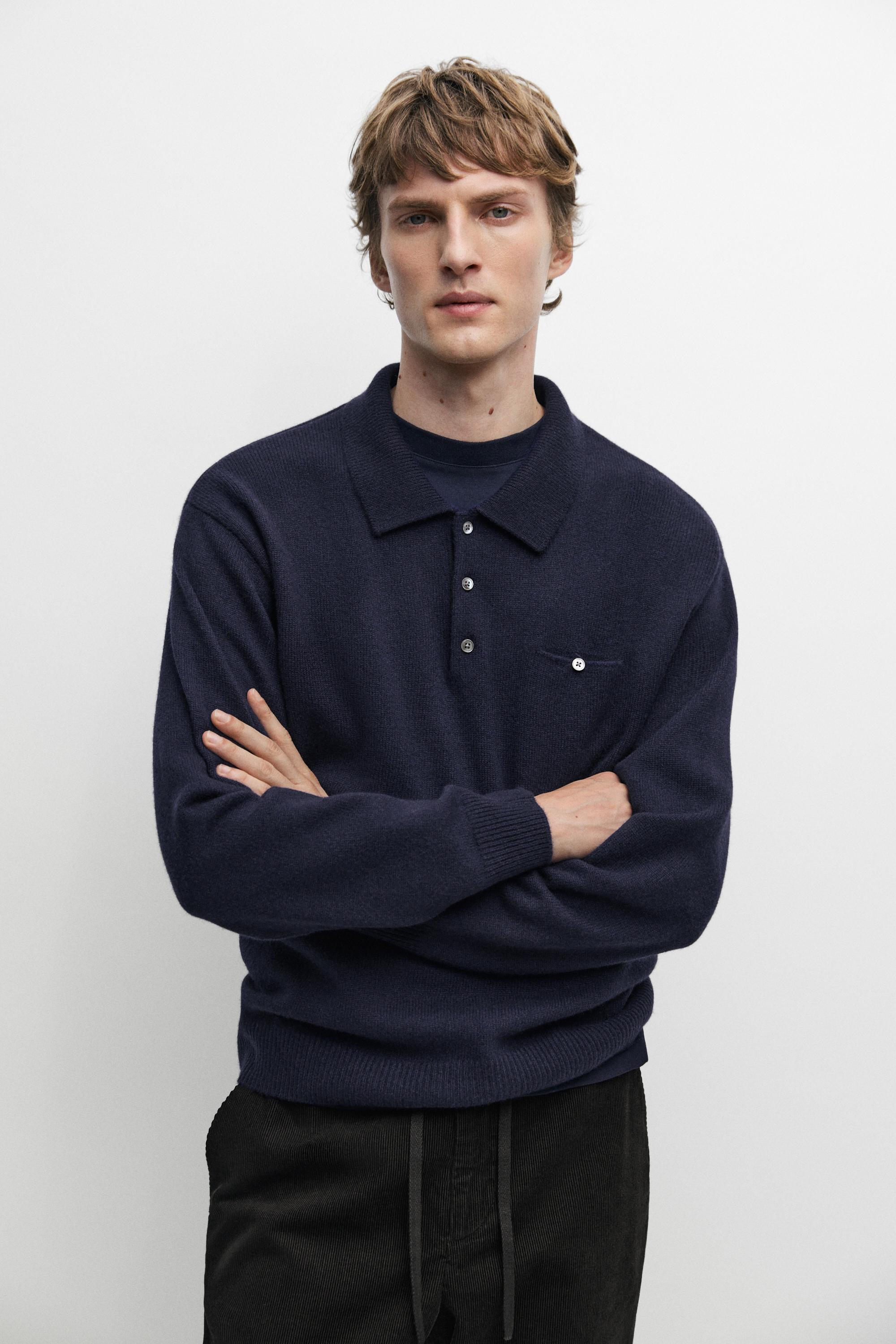 Pull polo en maille détail poche