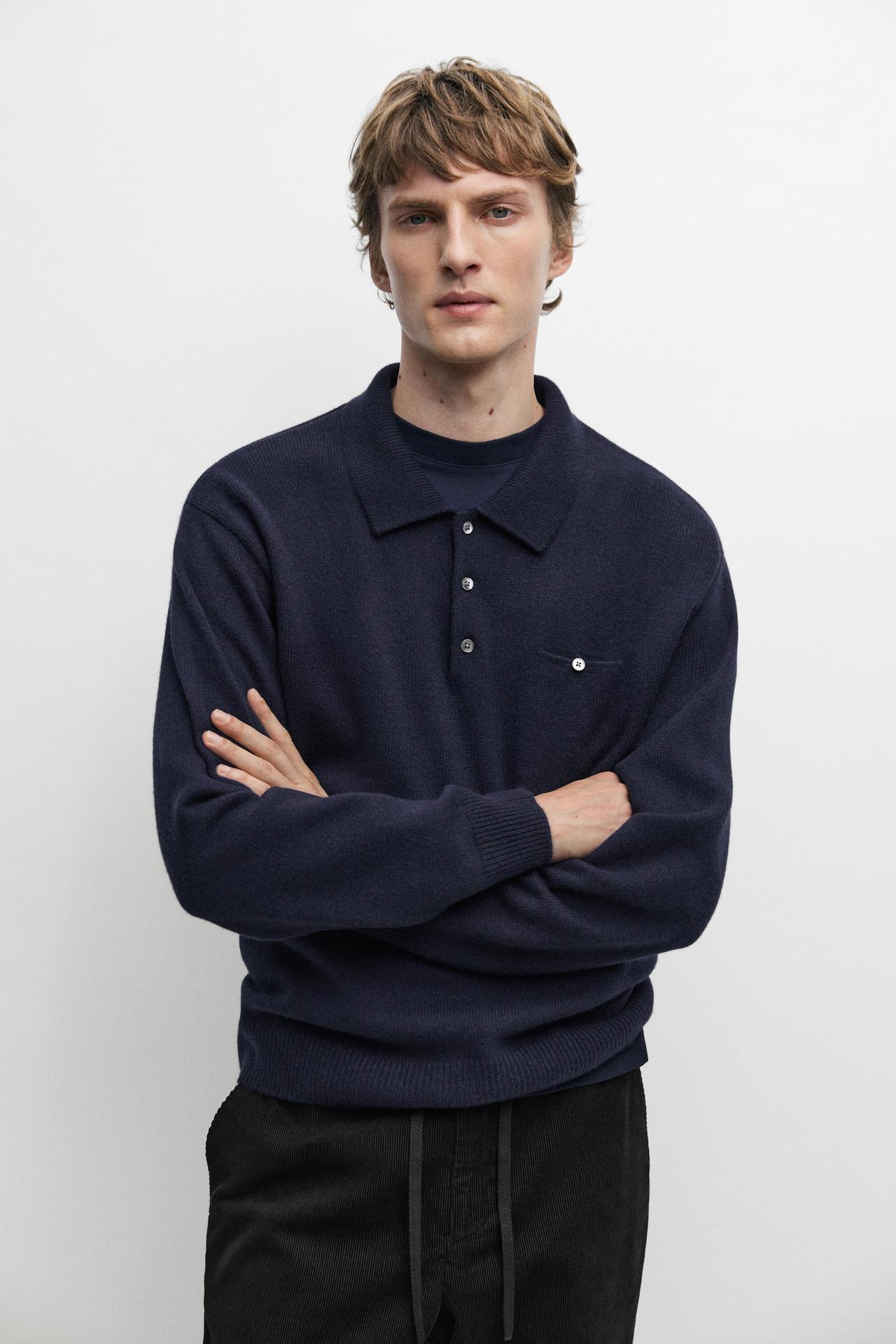 Knit pocket detail polo sweater — 452