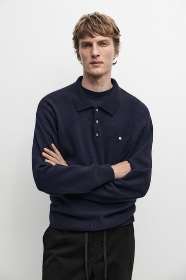 Knit pocket detail polo sweater — 452 2
