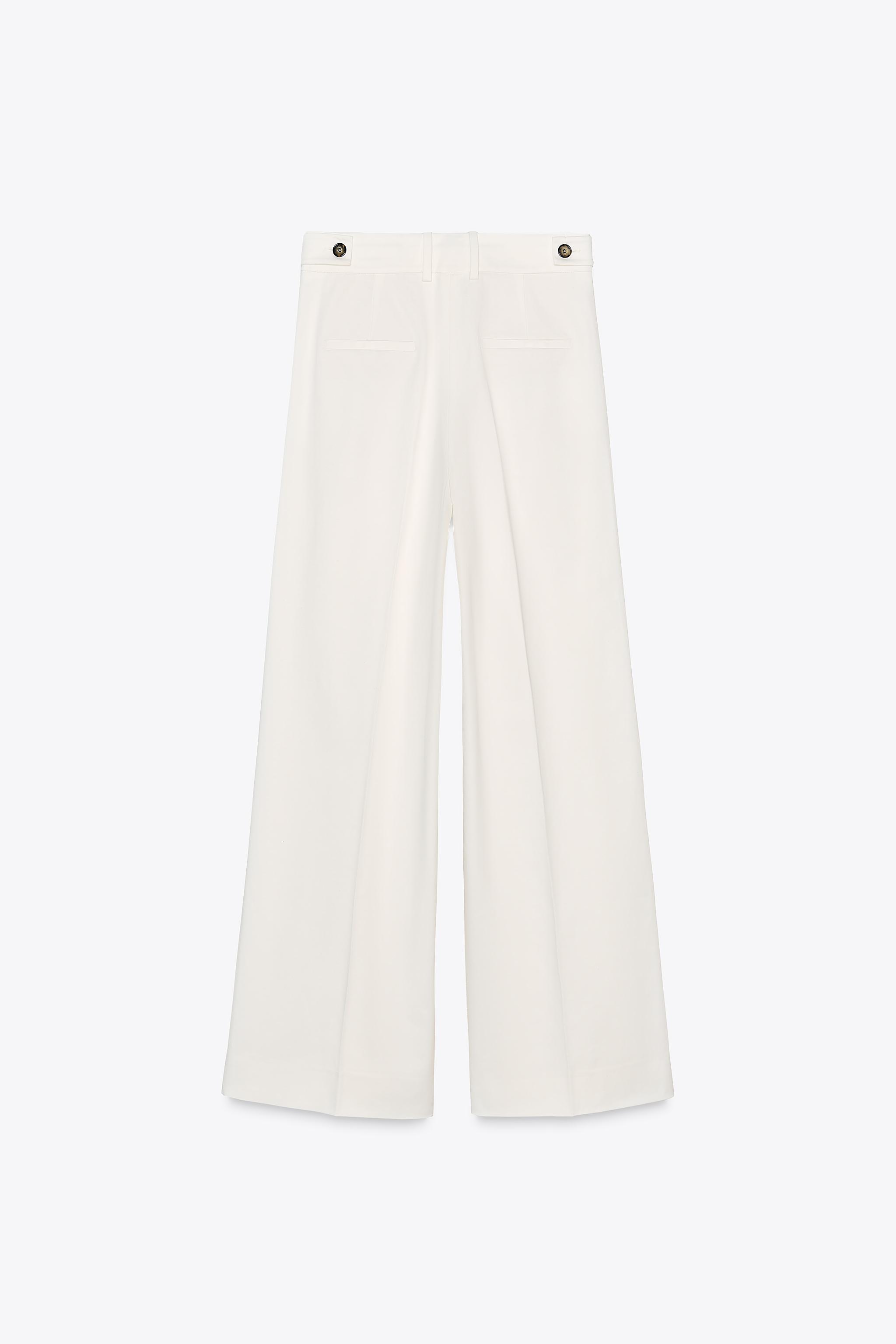 ZW COLLECTION TWILL PLEATED PANTS - White | ZARA United States