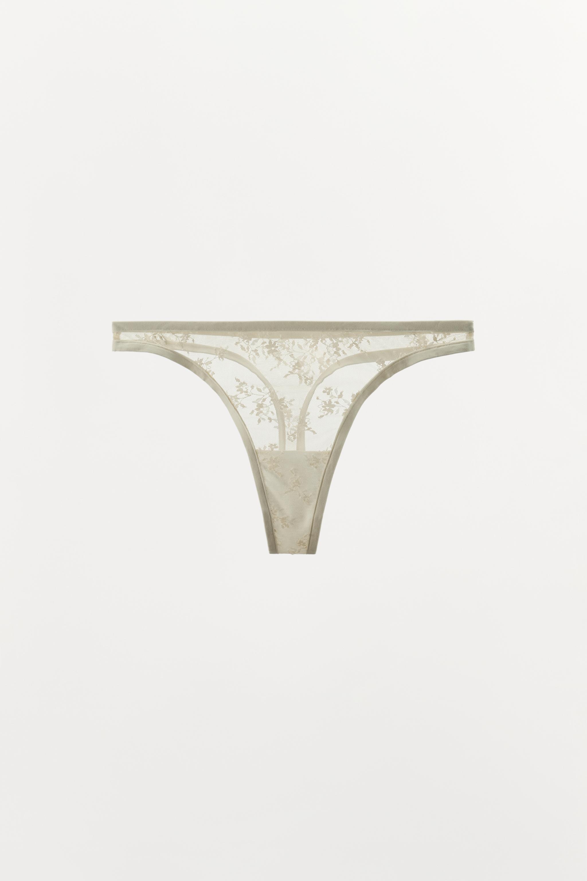 LACE THONG — Oyster-white