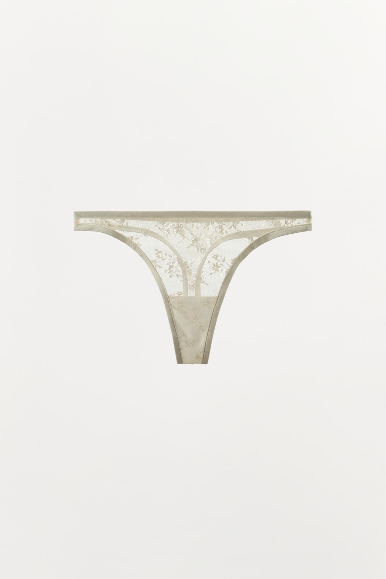 LACE THONG — Oyster-white