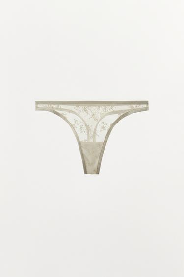 LACE THONG - Oyster-white by Zara - Image 2