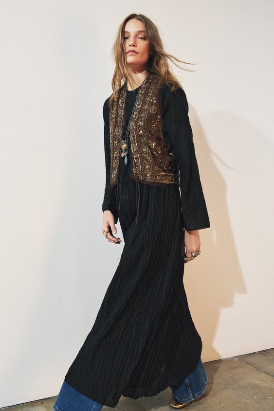 ZW COLLECTION EMBROIDERED DRESS WITH BEADS