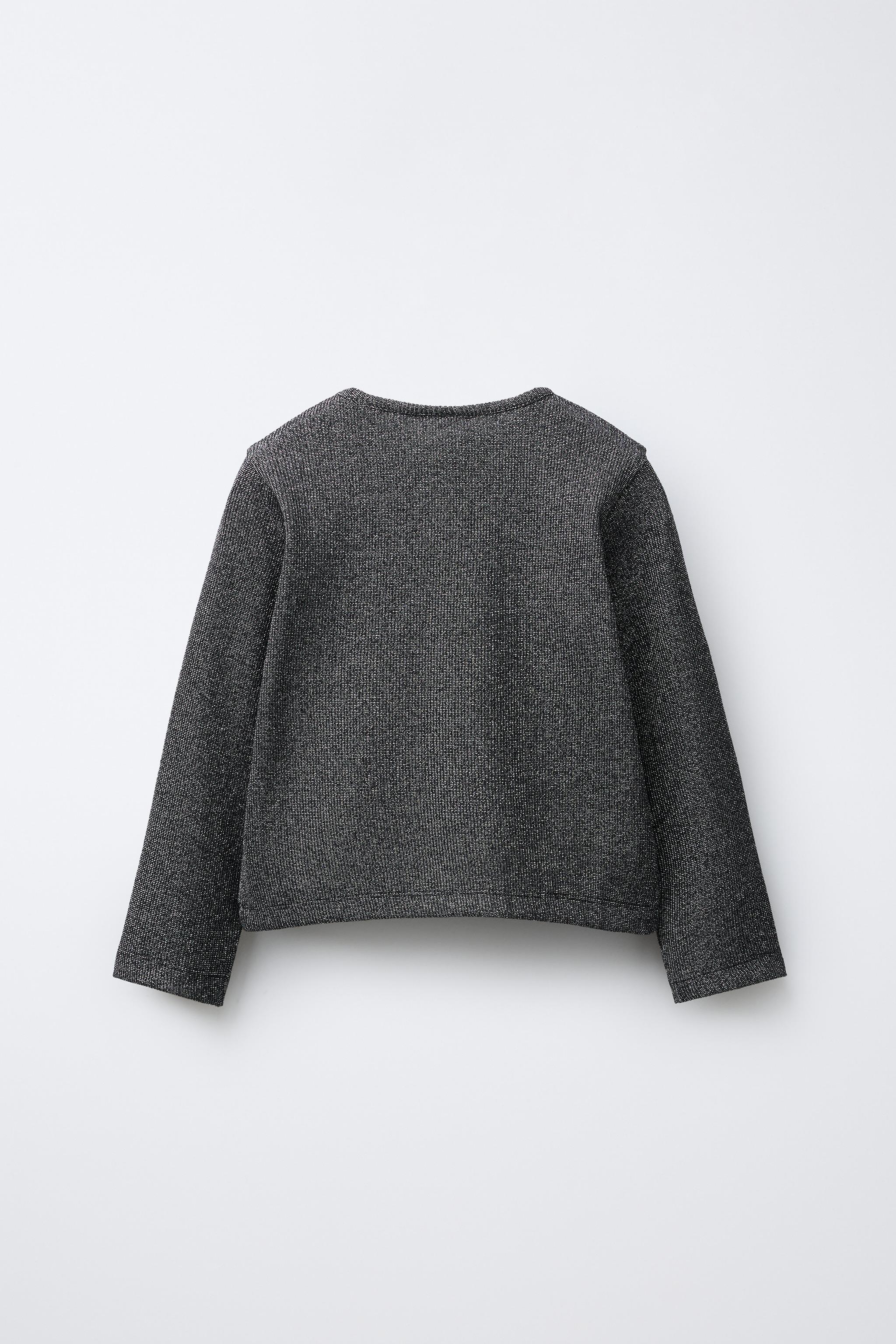 SPARKLY RIBBED T-SHIRT - Black / Silver | ZARA Canada