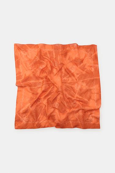 SJAALTJE MET PAISLEYPRINT - Oranje van Zara