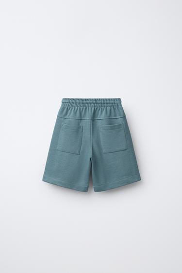 BERMUDA EN MOLLETON ÉTIQUETTE - Bleu canard de Zara - Image 1