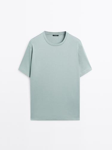 Zara 100% mercerised cotton T-shirt - Pastel blue