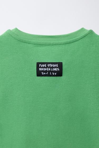 SLEEVELESS TOP WITH RAISED SLOGAN - GREEN by Zara - Image 3