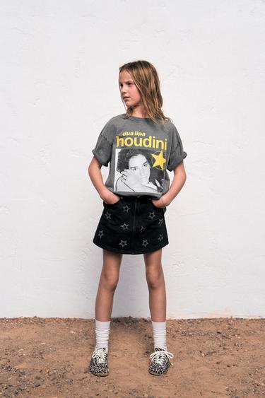 DENIM SKIRT WITH SPARKLY STARS - Black by Zara