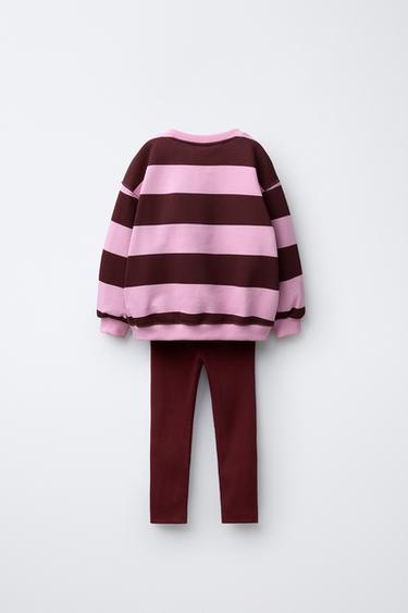 STRIPED SWEATSHIRT AND HELLO KITTY © SANRIO LEGGINGS SET - Pink by Zara - Image 1