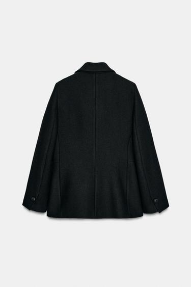 MANTEAU CROISÉ AVEC LAINE - Noir de Zara - Image 7