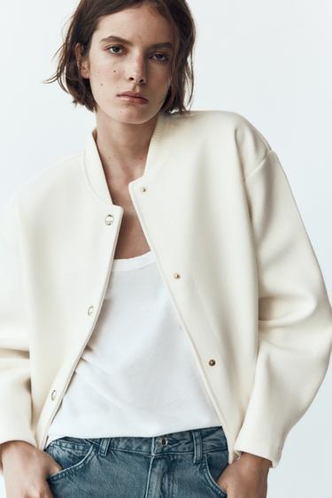 JAQUETA BOMBER SOFT BOTÕES DOURADOS - Cru da Zara