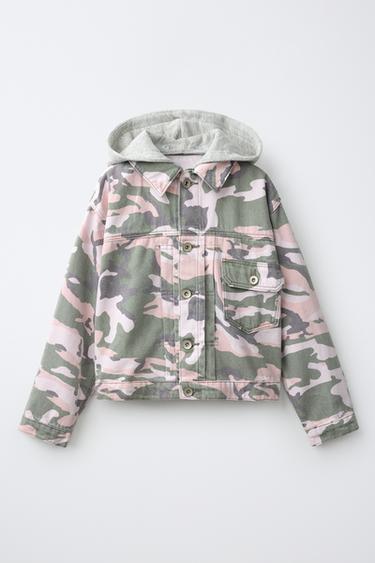 CAZADORA ESTAMPADA CAPUCHA DESMONTABLE - Rosa de Zara