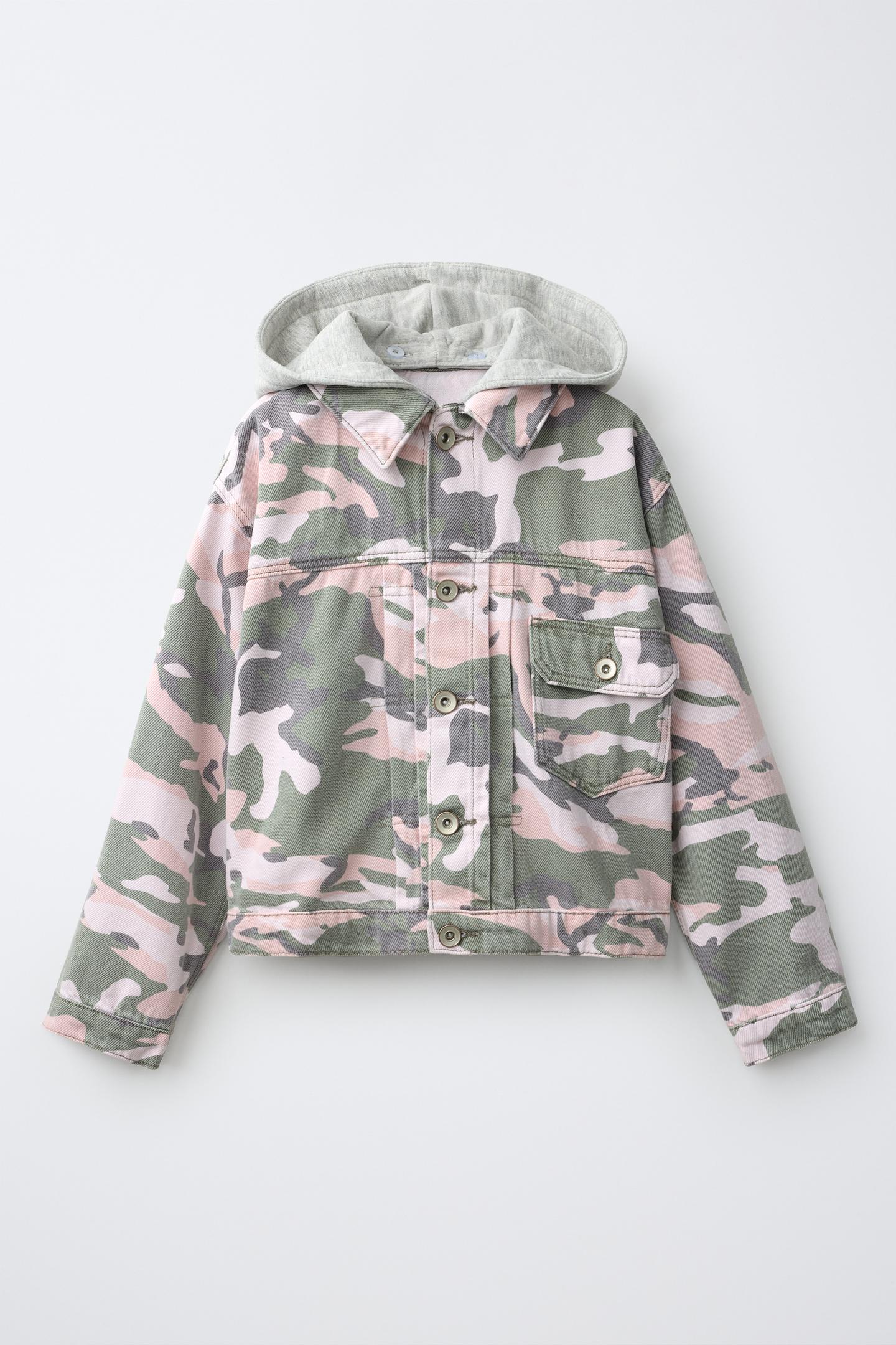 Детская куртка Zara Printed with Detachable Hood, цвет: Розовый — фото 1
