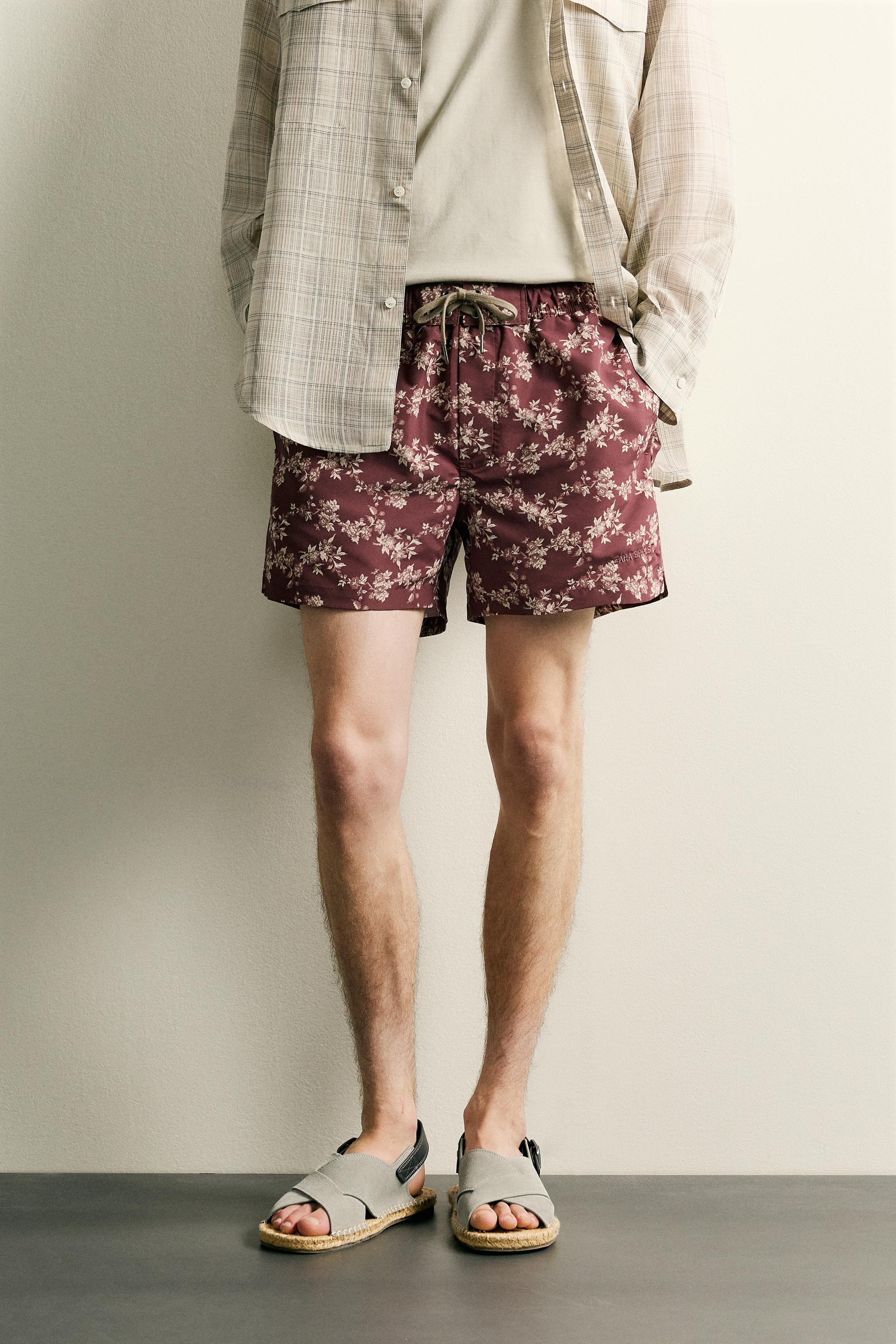 FLWR PRNT SWM SHRT — Maroon