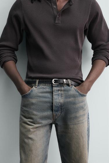 JEANS STRAIGHT FIT DÉCHIRURES - Bleu encre de Zara - Image 6