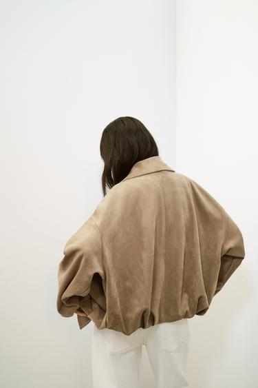 VESTE ENVELOPPANTE EFFET DAIM - Camel foncé de Zara - Image 4