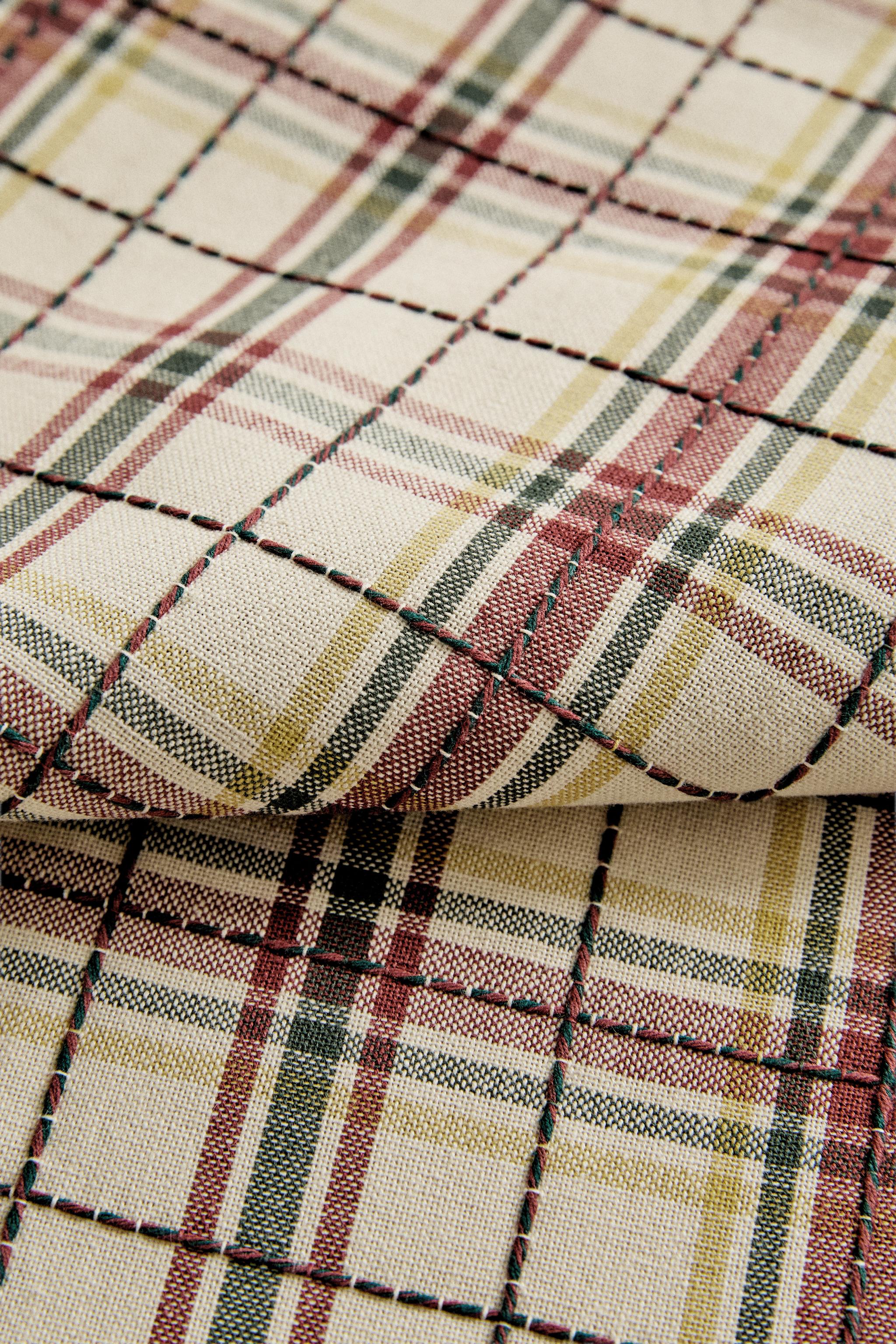 CHRISTMAS COTTON CHECK AND HEART NAPKINS (PACK OF 2)
