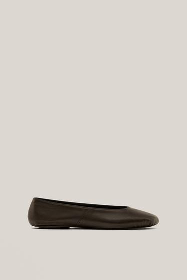Zara Soft leather ballet flats - Limited Edition - Brown - Image 0
