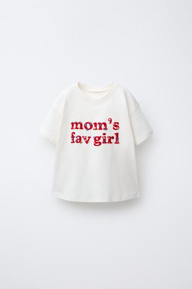 CAMISETA FLOCK TEXTO - Crudo de Zara - Imagen 0