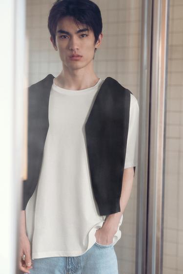 MEDIUM WEIGHT SHORT SLEEVE T-SHIRT - Oyster-white by Zara