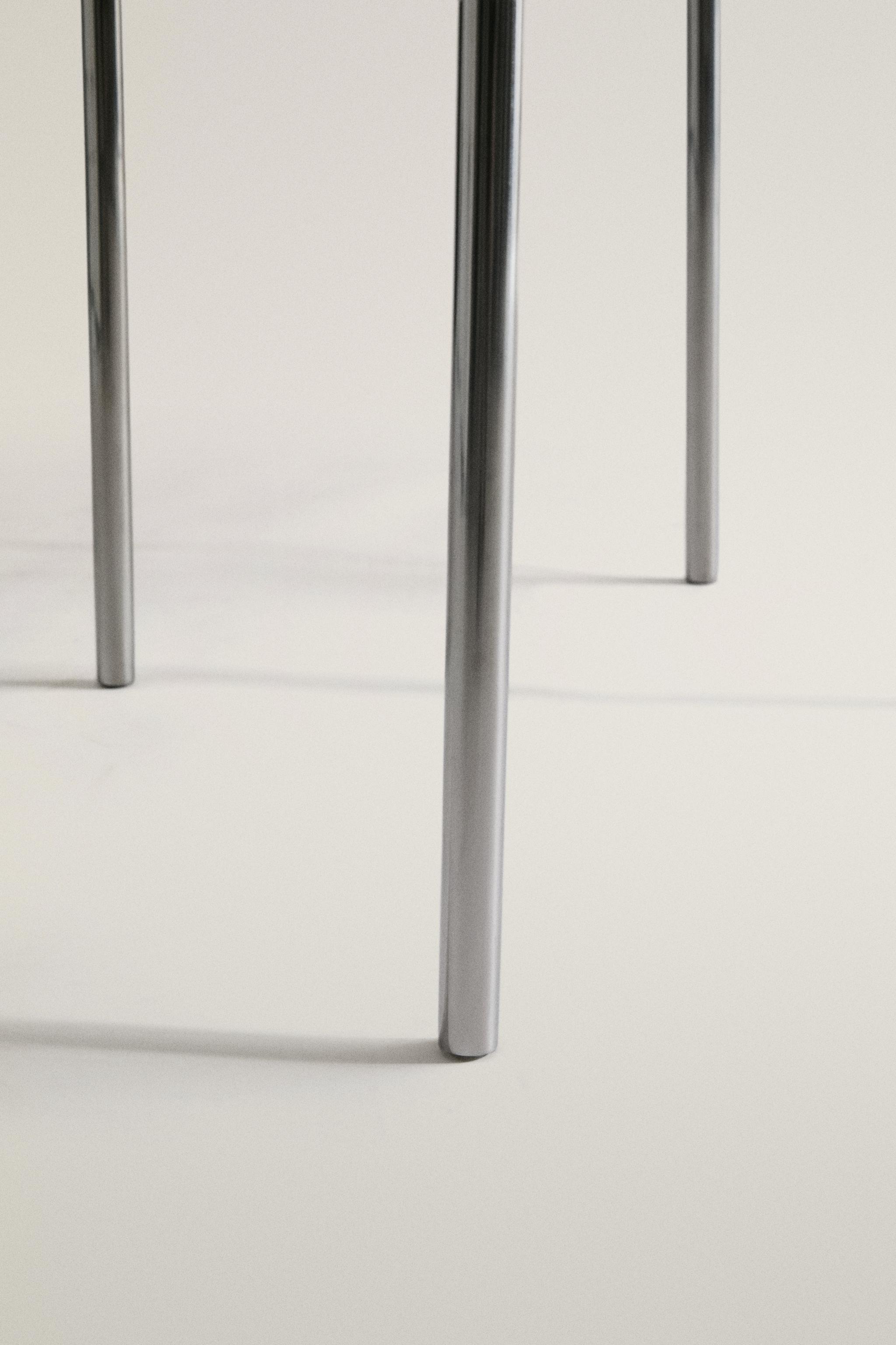LEATHER AND STAINLESS STEEL CHAIR