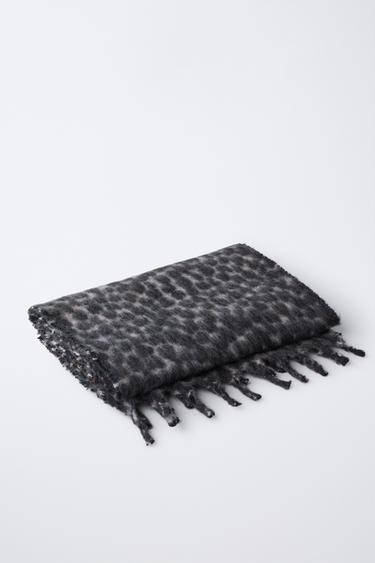 ÉCHARPE ANIMAL PRINT FRANGES - Gris chiné de Zara - Image 2