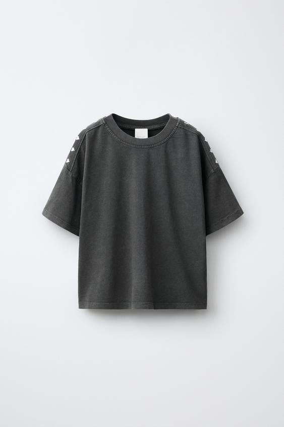 CAMISETA TACHAS CORAZÓN - Gris de Zara - Imagen 0